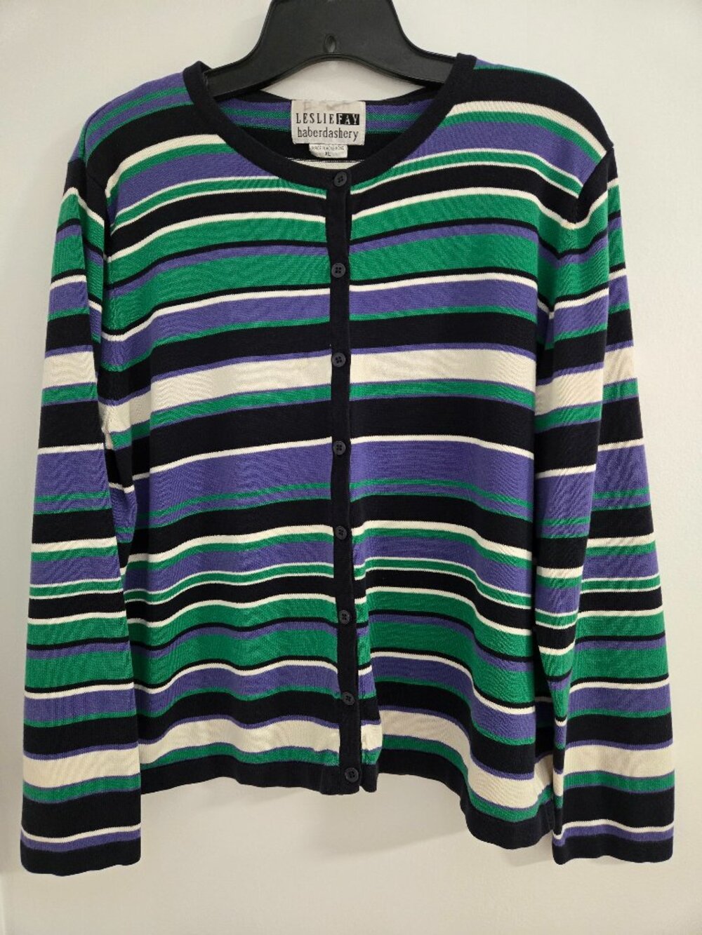 Vintage Leslie Fay Haberdashery Crewneck Cardigan – Size XL-80s Inspired-Retro